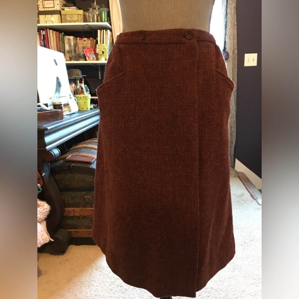 HALSTON III WOOL SKIRT